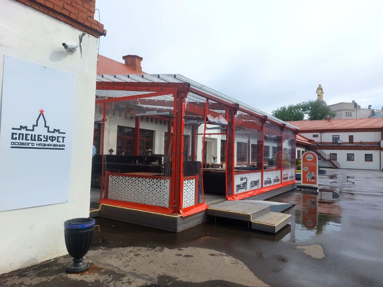 ПВХ шторы для летней террасы кафе в Курчатове